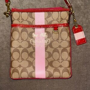 Vintage Coach signature stripe swing pack Crossbody bag